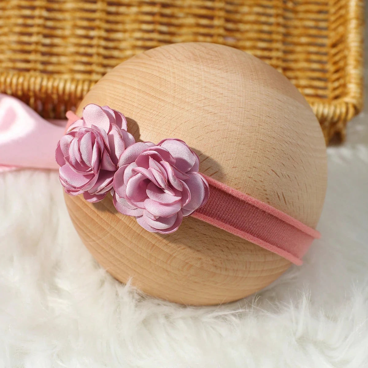 Newborn Photography Dusty Pink Bowknot Rose Dress with Headband