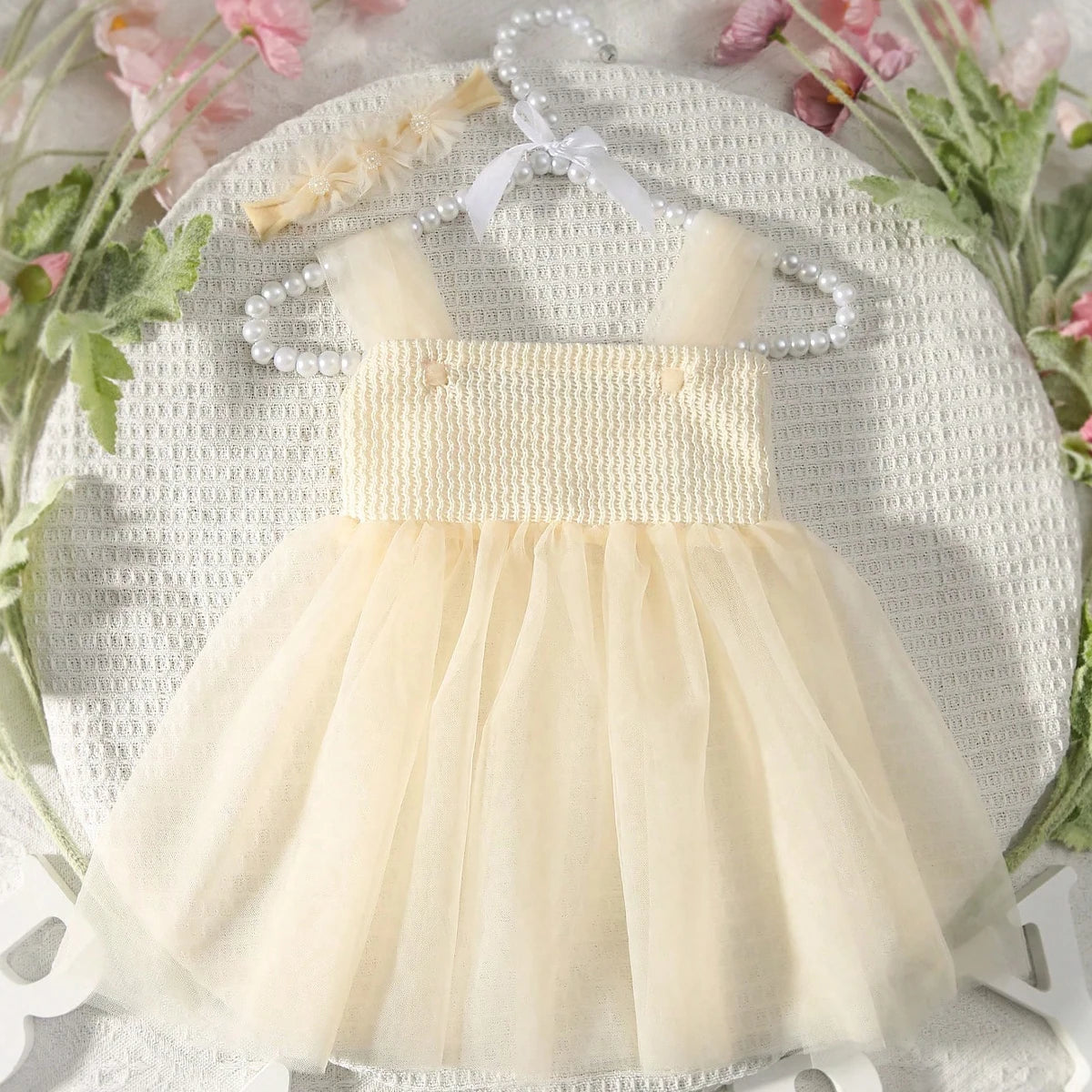 Newborn Photography Mesh Dress with Headband