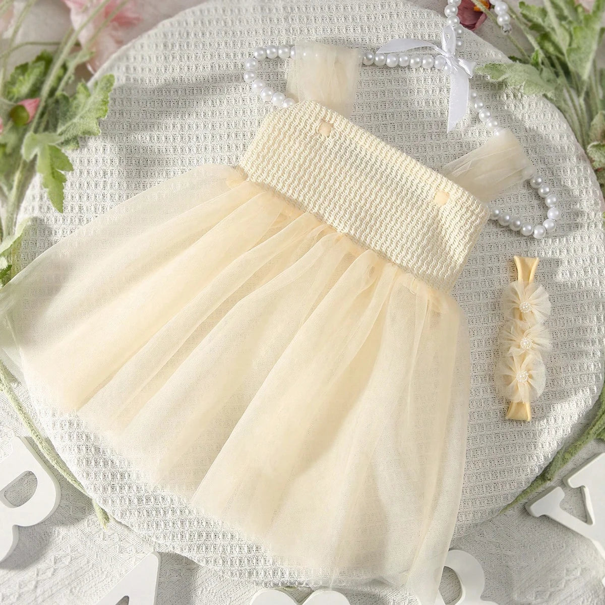 Newborn Photography Mesh Dress with Headband