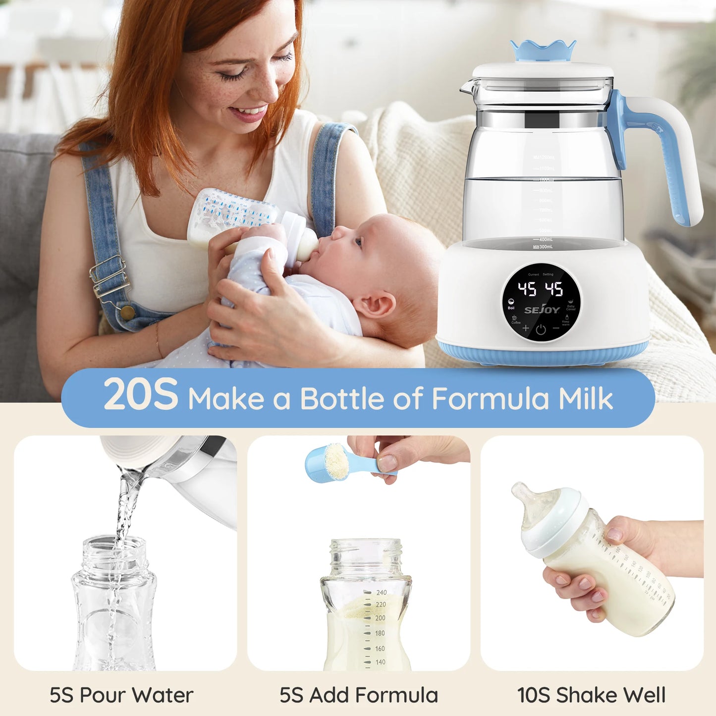 Sejoy Electric Kettle Baby Bottle Warmer