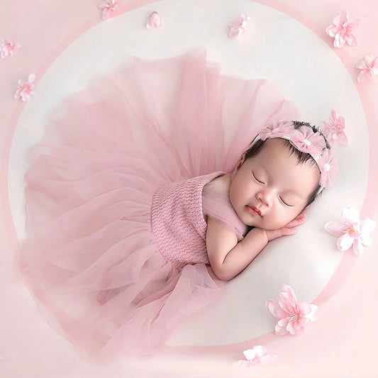 Newborn Photography Mesh Dress with Headband