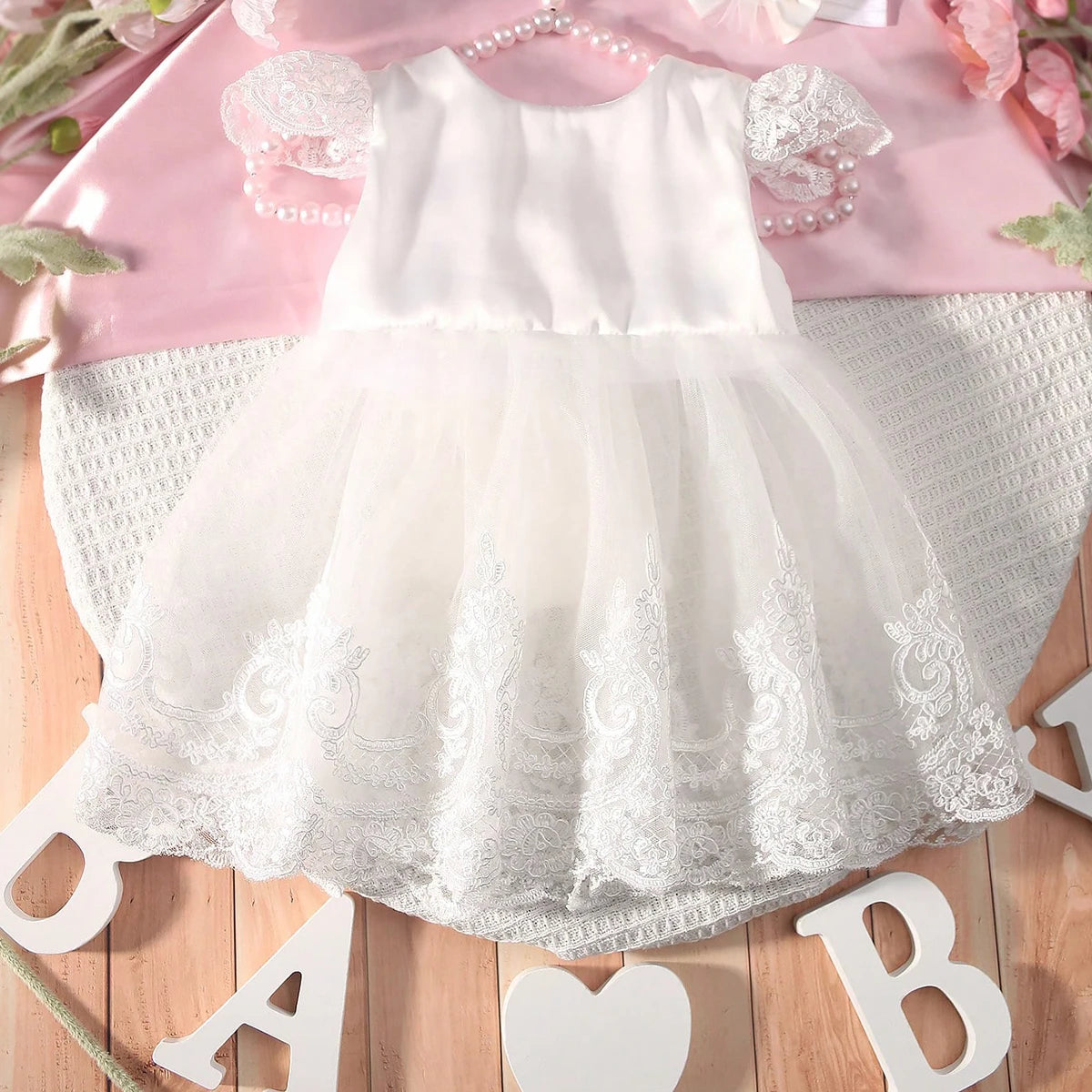 Newborn Photography  White Lace Dress with Headband