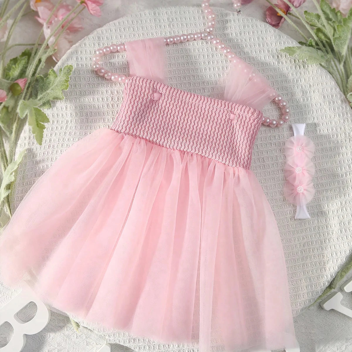 Newborn Photography Mesh Dress with Headband