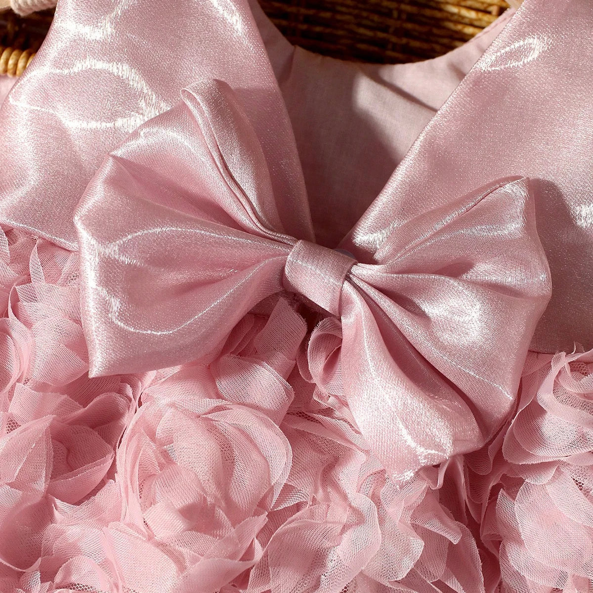 Newborn Photography Dusty Pink Bowknot Rose Dress with Headband