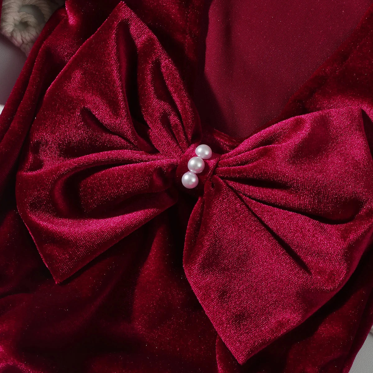 Newborn Photography Back Bow Velvet Romper With Headband