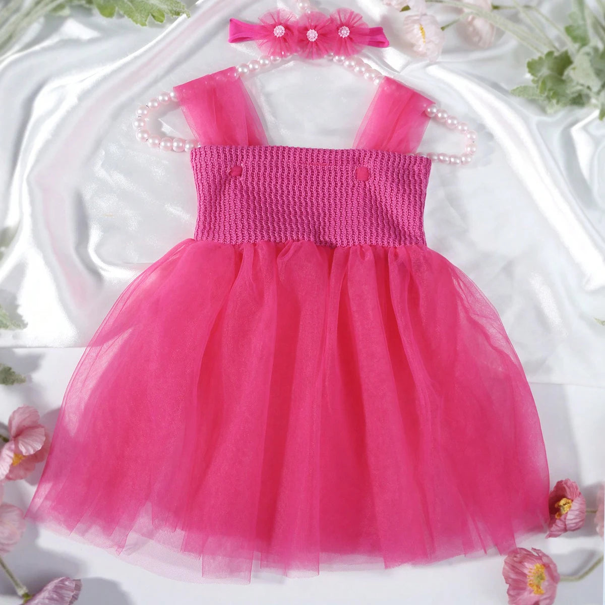 Newborn Photography Mesh Dress with Headband
